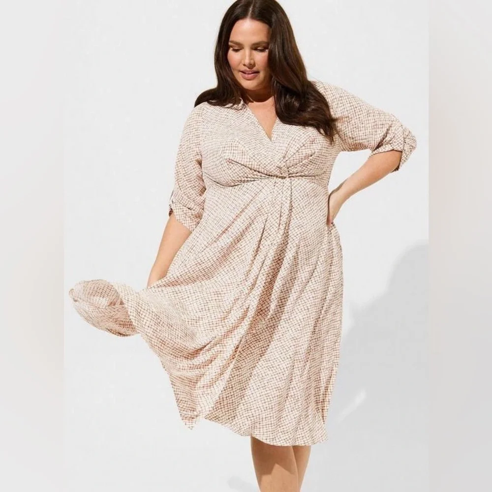 Torrid Watercolor Plaid Collared Dress - New - Size 26 (4)